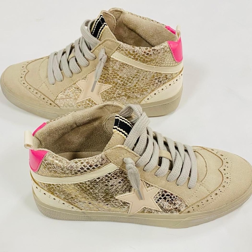 SHUSHOP METALLIC SNAKESKIN SNEAKER